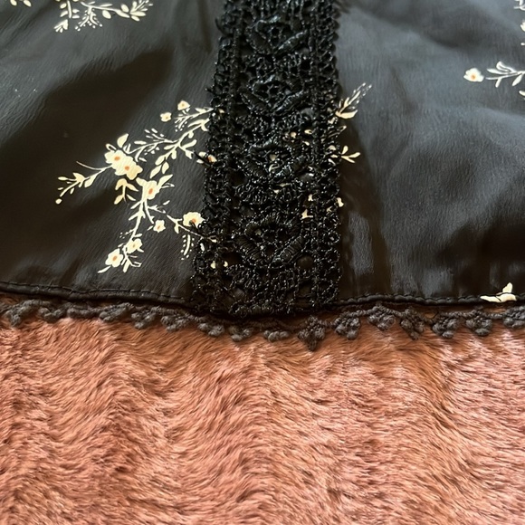 Silk Mini Slip Dress Lingerie Fit Flare Floral Lace Ladder Trim Y2K Cutout Goth - Picture 6 of 12